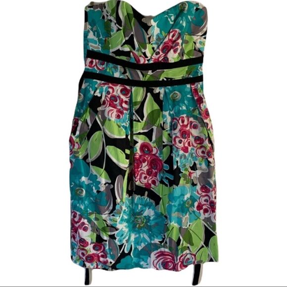 teeze Me Strapless Floral Mini Dress Size 5 - Picture 1 of 7